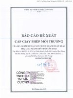 Báo cáo Đề xuất cấp lại giấy phép môi trường của báo cáo Đề xuất cấp giấy phép môi trường của dự Án Đầu tư sản xuất kinh doanh xuất khẩu phụ liệu ngành giày dép các loại của công ty tnhh sx tm tân cương