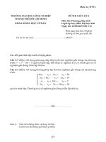 IUH - Đề thi giữa kỳ 2 - Phương pháp tính