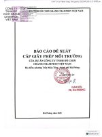 Báo cáo Đề xuất cấp giấy phép môi trường của dự Án công ty tnhh Đồ chơi grand champion việt nam