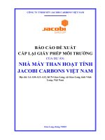 Báo cáo Đề xuất cấp lại giấy phép môi trường của dự Án nhà máy than hoạt tính jacobi carbons việt nam