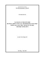 Vận dụng lí thuyết rme Để phát triển năng lực mô hình hoá toán học thông qua dạy học nội dung số học cho học sinh lớp 3