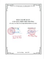 Báo cáo Đề xuất cấp giấy phép môi trường của dự Án nhà Ở xã hội bình minh tây bắc tại phường Âu lâu, tỉnh lào cai