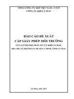 Báo cáo Đề xuất cấp gpmt của nhà máy xử lý khí cà mau