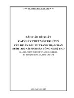 Báo cáo Đề xuất cấp giấy phép môi trường dự Án Đầu tư trang trại chăn nuôi lợn nái sinh sản công nghệ cao