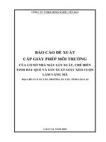 Báo cáo Đề xuất cấp gpmt của nhà máy sản xuất, chế biến tinh dầu quế và sản xuất giấy xeo cuộn làm vàng mã tại ccn Âu lâu, phường Âu lâu, tỉnh lào cai