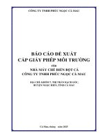 Báo cáo Đề xuất cấp giấy phép môi trường của cơ sở nhà máy chế biến bột cá công ty tnhh phúc ngọc cà mau