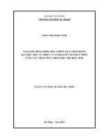 Vận dụng hoạt Động học thông qua chơi trong dạy học môn tự nhiên và xã hội lớp 3 Để phát triển năng lực nhận thức khoa học cho học sinh