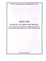 Báo cáo Đánh giá tác Động môi trường dự Án khai thác mỏ Đá vôi thôn Đất Đỏ xã vĩnh lợi huyện sơn dương tỉnh tuyên quang