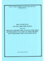 Báo cáo Đề xuất cấp gpmt của nhà máy cbtsxnk huỳnh hương do công ty tnhh cbxnkts dương dũng