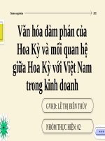 Văn hóa Đàm phán của hoa kỳ và mối quan hệ giữa hoa kỳ với việt nam trong kinh doanh