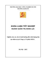 Nghiên cứu các yếu tố Ảnh hưởng Đến chất lượng Đào tạo nhân sự tại công ty cổ phần misa