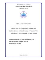 Ảnh hưởng của nhận thức lợi Ích Đến sự Ủng hộ của cộng Đồng dân cư Địa phương trong phát triển du lịch tại nha trang