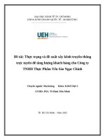 Thực trạng và Đề xuất xây kênh truyền thông trực tuyến Để tăng lượng khách hàng cho công ty tnhh thực phẩm yến sào ngọc chinh