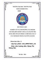Nghiên cứu sự Ảnh hưởng của nhánh văn hóa Đến hành vi mua của người tiêu dùng Đối với sản phẩm cà phê hòa tan g7 của tập Đoàn trung nguyên legend