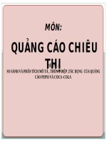 Tiểu luận  - QUẢNG CÁO CHIÊU THỊ - đề tài -  SO SÁNH VÀ PHÂN TÍCH MÔ TẢ , THÔNG ĐIỆP ,TÁC DỤNG  CỦA QUẢNG CÁO PEPSI VÀ COCA -COLA