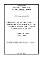 Tóm tắt quản lý nhà nước Đối với dịch vụ vận tải hành khách Đường bộ Ứng dụng công nghệ trong mô hình kinh tế chia sẻ tại thành phố hồ chí minh