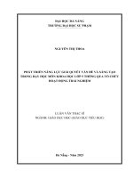 Phát triển năng lực giải quyết vấn Đề và sáng tạo trong dạy học môn khoa học lớp 5 thông qua tổ chức hoạt Động trải nghiệm