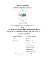 Ảnh hưởng của làm thêm Đối với quá trình học tập của sinh viên trường Đại học kinh tế   Đại học Đà nẵng