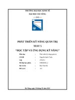 Phát triển kỹ năng quản trị test 5 học tập và Ứng dụng kỹ năng