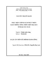 Thực hiện chính sách phát triển giao thông nông thôn trên Địa bàn tỉnh quảng ngãi