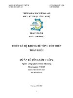 Thiết kế hệ khung bê tông cốt thép toàn khối Đồ Án bê tông cốt thép 2