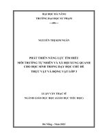 Phát triển năng lực tìm hiểu môi trường tự nhiên và xã hội xung quanh cho học trong dạy học chủ Đề thực vật và Động vật lớp 3