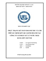Thực trạng kế toán doanh thu và chi phí xác Định kết quả kinh doanh tại công ty cổ phần xử lý nước thải hằng hữu huỳnh