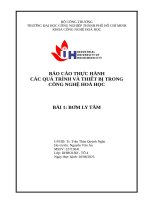 IUH - BÁO CÁO THỰC HÀNH CÁC QUÁ TRÌNH VÀ THIẾT BỊ TRONG CÔNG NGHỆ HOÁ HỌC - BÀI 1: BƠM LY TÂM