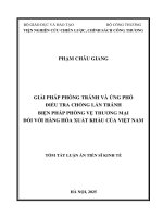 Tóm tắt luận Án giải pháp phòng tránh và Ứng phó Điều tra chống lẩn tránh biện pháp phòng vệ thương mại Đối với hàng hóa xuất khẩu của việt nam