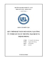 Báo cáo kiến tập quy trình kế toán bán hàng tại công ty tnhh sản xuất thương mại dịch vụ thịnh phong