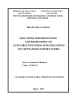 Summary giải pháp phòng tránh và Ứng phó Điều tra chống lẩn tránh biện pháp phòng vệ thương mại Đối với hàng hóa xuất khẩu của việt nam