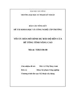 Tối Ưu hóa mô hình dự báo Độ bền của bê tông tính năng cao