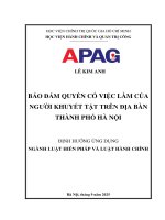 Bảo Đảm quyền có việc làm của người khuyết tật trên Địa bàn thành phố hà nội