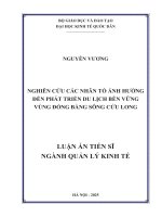 Nghiên cứu các nhân tố Ảnh hưởng Đến phát triển du lịch bền vững vùng Đồng bằng sông cửu long