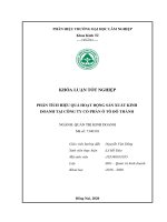 Phân tích hiệu quả hoạt Động sản xuất kinh doanh tại công ty cổ phần Ô tô Đô thành