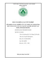 Nghiên cứu các nhân tố Ảnh hưởng Đến năng suất cây lúa tại xã vạn phú, huyện vạn ninh, tỉnh khánh hòa