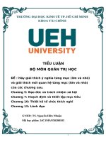 Đề  hãy giải thích Ý nghĩa từng mục (lớn và nhỏ) và giải thích mối quan hệ từng mục (lớn và nhỏ) của các chương sau