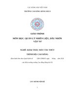 Giáo trình môn học quản lý nhiên liệu, dầu nhờn vật tư nghề khai thác máy tàu thủy