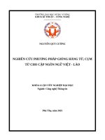 Nghiên cứu phương pháp gióng hàng từ, cụm từ cho cặp ngôn ngữ việt   lào