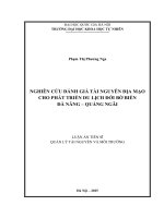 01050005768 noidung nghiên cứu Đánh giá tài nguyên Địa mạo cho phát triển du lịch Đới bờ biển Đà nẵng – quảng ngãi
