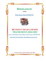 Đề toán vào lớp 10 chuyên lam sơn chính thức năm 2024 2025