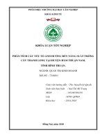 Phân tích các yếu tố Ảnh hưởng Đến năng suất trồng cây thanh long tại huyện hàm thuận nam, tỉnh bình thuận