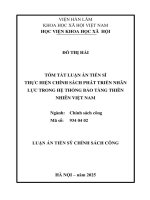 Tóm tắt thực hiện chính sách phát triển nhân lực trong hệ thống bảo tàng thiên nhiên việt nam