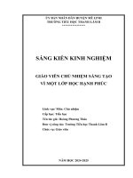 sáng kiến kinh nghiệm Giáo viên chủ nhiệm sáng tạo vì một lớp học hạnh phúc