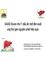 Gaad score như 1 dấu Ấn mới tầm soát ung thư gan nguyên phát hiệu quả