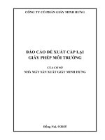 Báo cáo Đề xuất cấp giấy phép môi trường nhà máy sản xuất giấy minh hưng