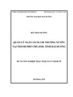 Quản lý ngân sách chi thường xuyên tại thành phố chí linh, tỉnh hải dương