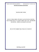 Quản lý hoạt Động tín dụng tại ngân hàng thương mại cổ phần Đầu tư và phát triển việt nam (bidv) chi nhánh hải dương   phòng giao dịch nam sách