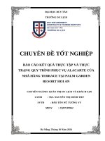 Chuyên Đề tốt nghiệp báo cáo kết quả thực tập và thực trạng quy trình phục vụ alacarte của nhà hàng terrace tại palm garden resort hoi an
