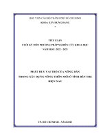 Phương pháp nghiên cứu khoa học đề tài PHÁT HUY VAI TRÒ CỦA NÔNG DÂN TRONG XÂY DỰNG NÔNG THÔN MỚI Ở TỈNH BẾN TRE HIỆN NAY